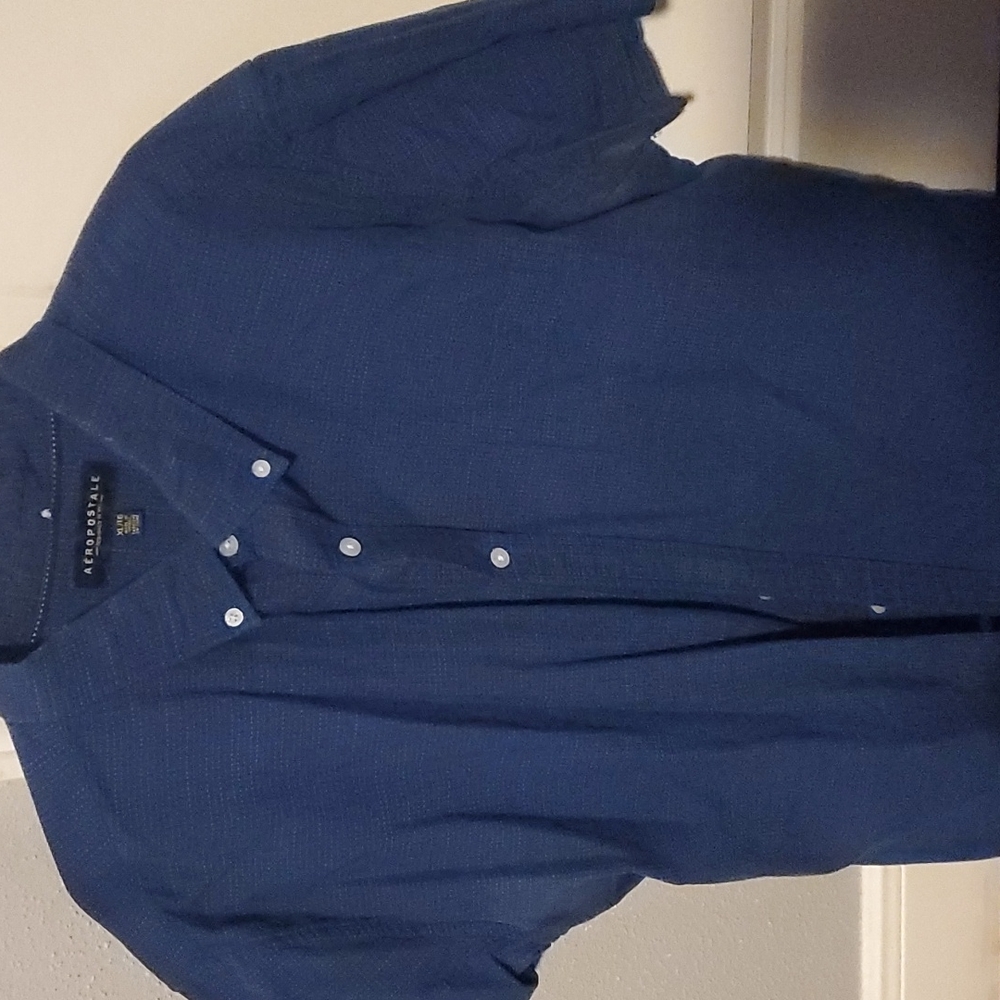 Blue short sleeved Buttoned down